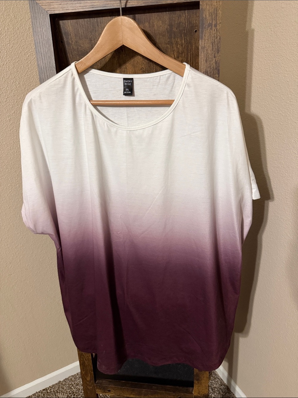 SHEIN White to Plum Ombre Short-Sleeve Tee